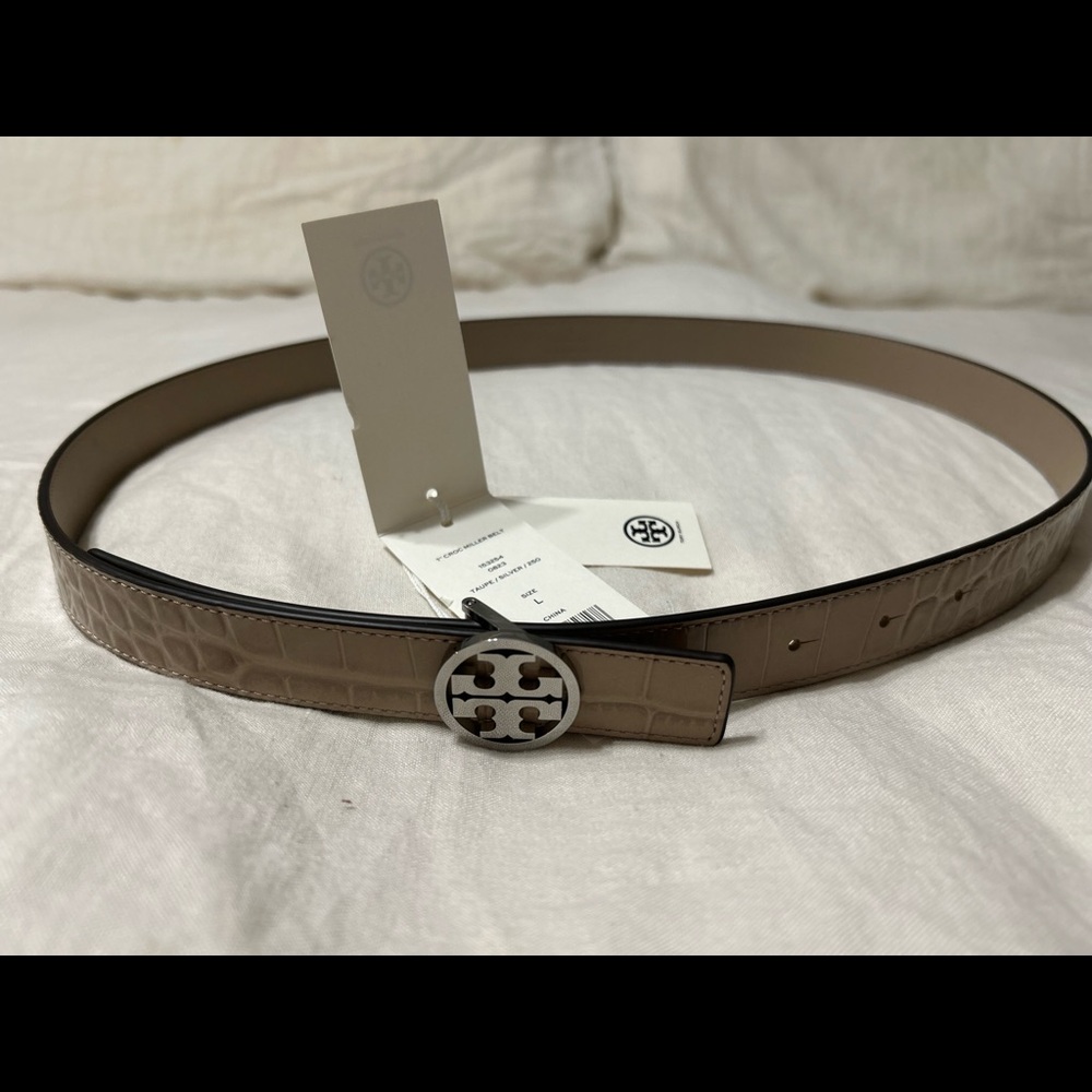 Tory Burch 1” Croc Miller belt